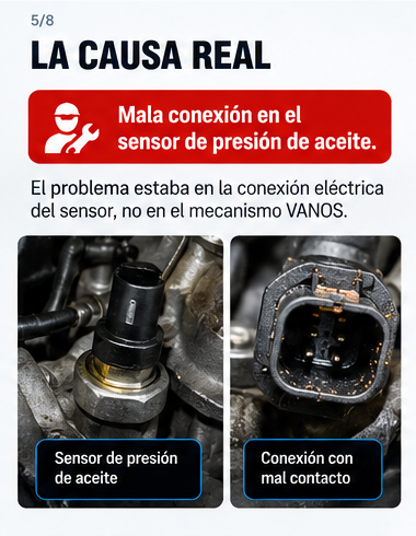 Illustrations of an oil pressure sensor and a poor connector contact