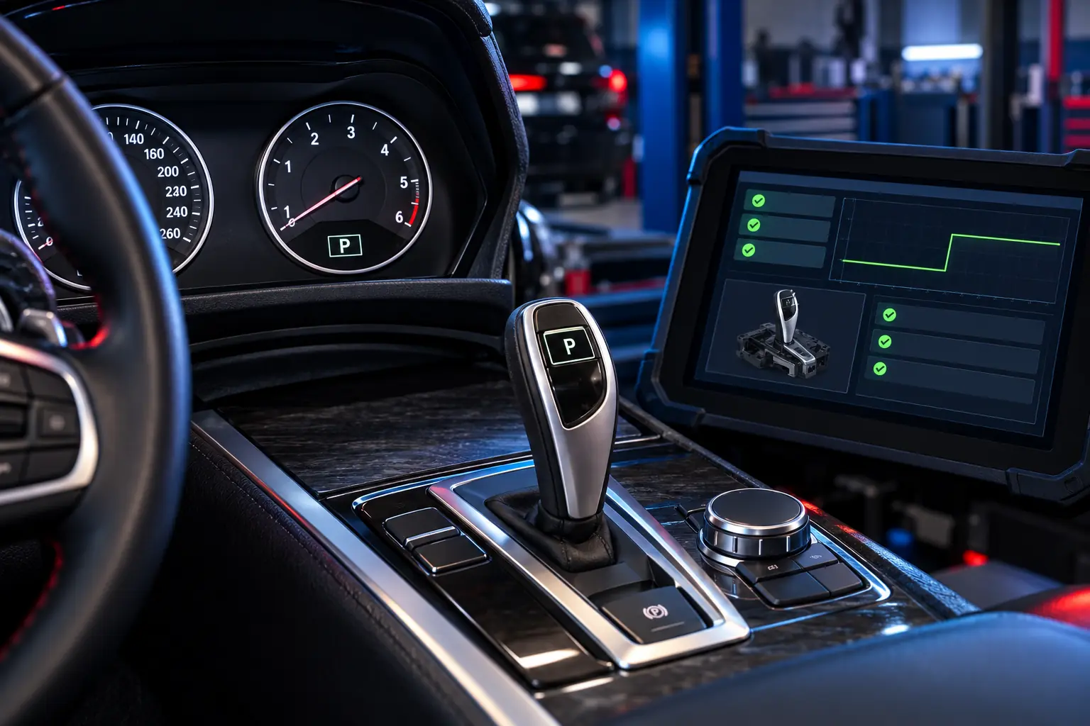 Repaired BMW selector with Park validated