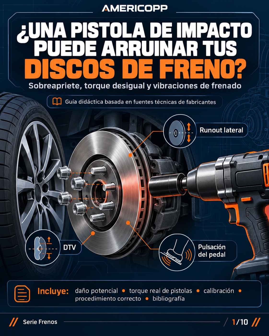 Portada: una pistola de impacto puede afectar los discos de freno por torque incorrecto
