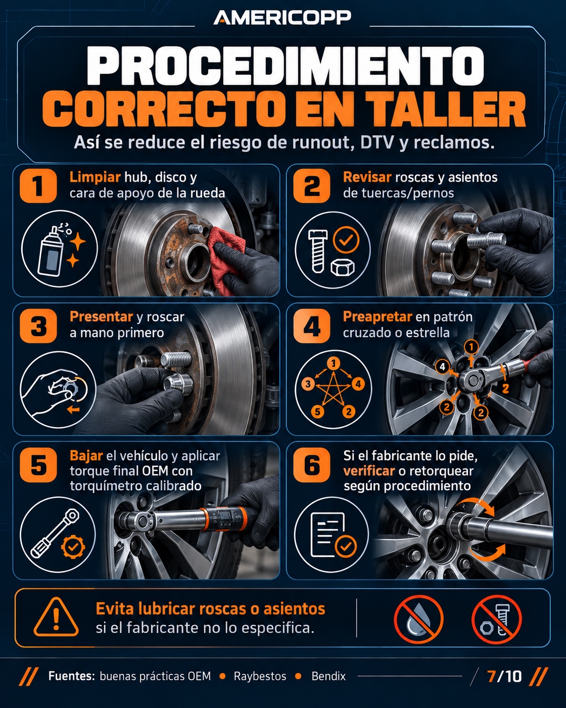 Procedimiento correcto de montaje y torque de rueda en taller
